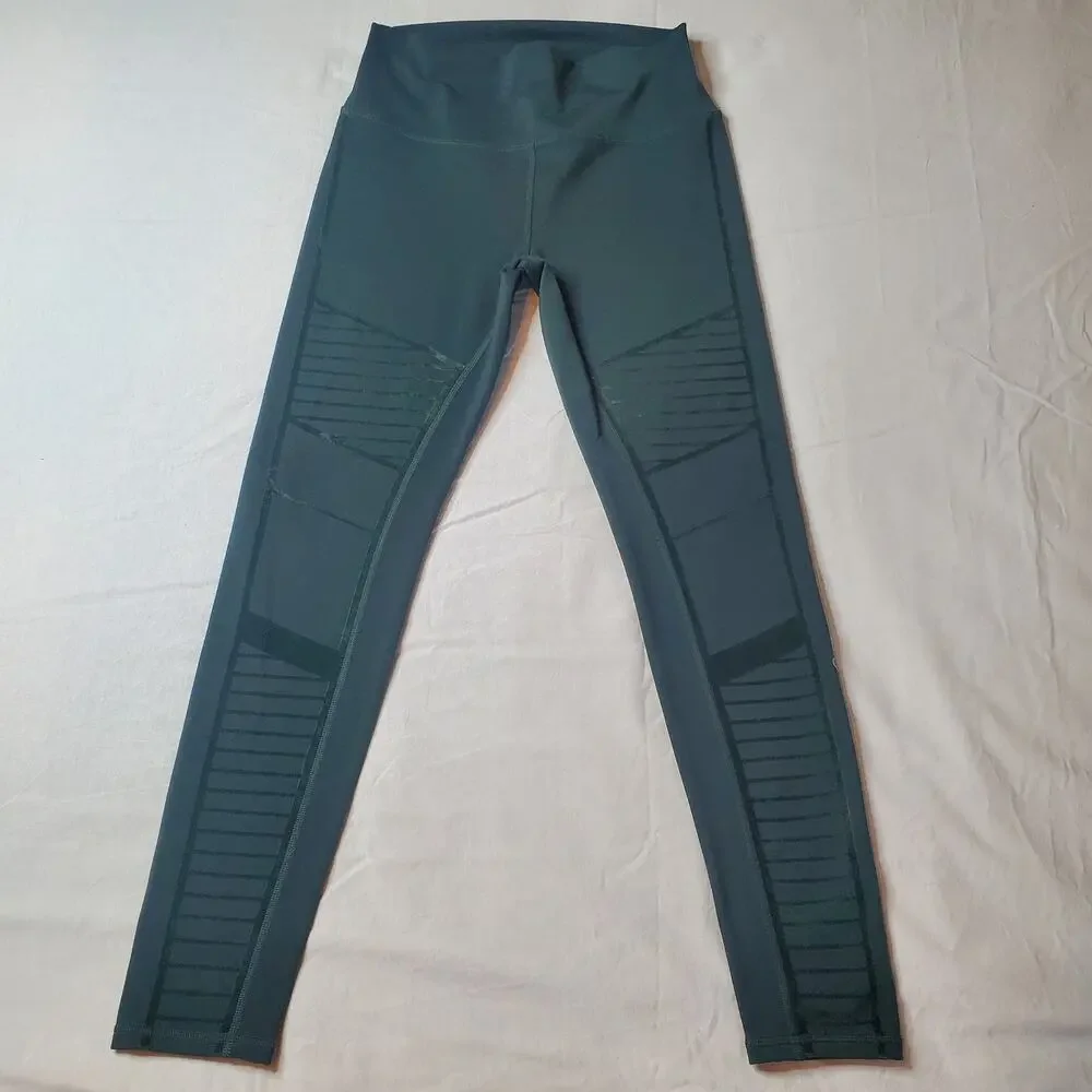 Alo Yoga Women's Size L High Waist Moto Legging Green
